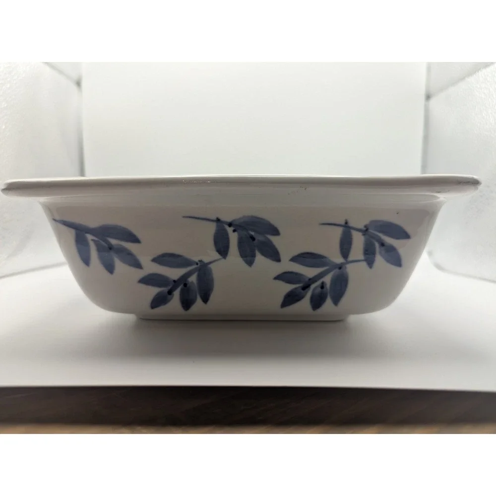 Vtg Tabletops Unlimited Over and Over Baking Dish‎ Blue Leaf 10x7